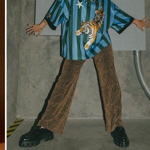 Dressed in lala Struck Gold Metallic Pull-On Pants S